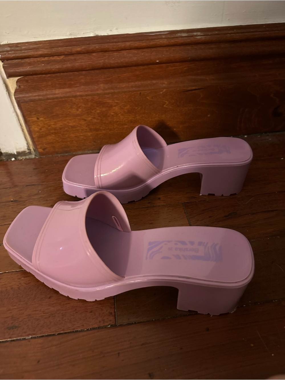 Bershka Pastel Lilac Platform Slide Mules